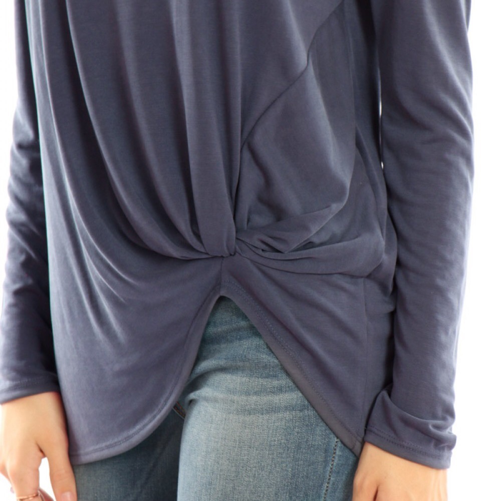NEW Navy Casual Top with Twist Knot Detail - Picture 3 of 4
